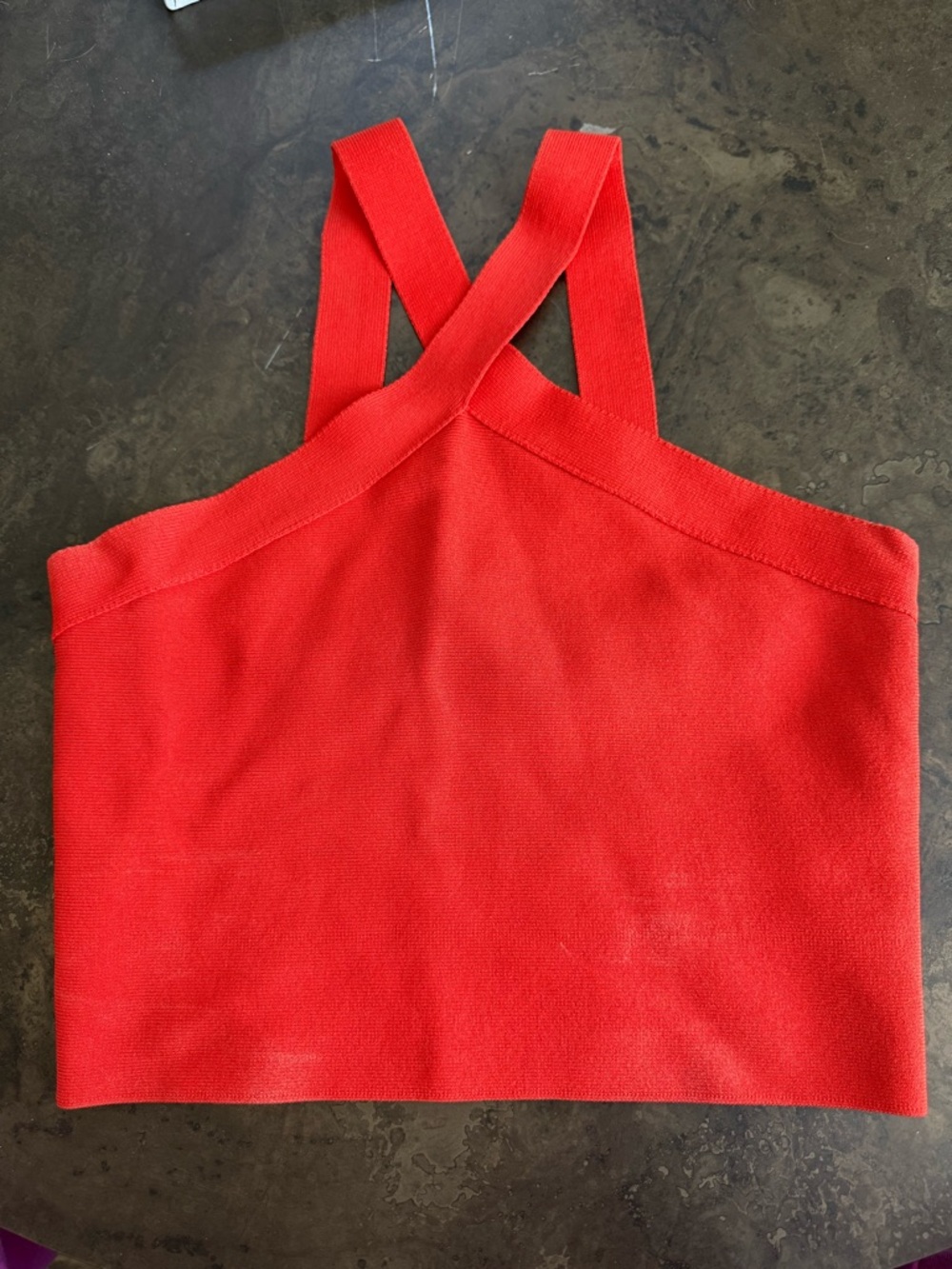 superdown Red Cross-Back Knit Crop Top